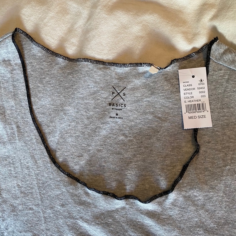 NWT GREY BLACK TRIMMED RUFFLE SHIRT - Picture 2 of 3